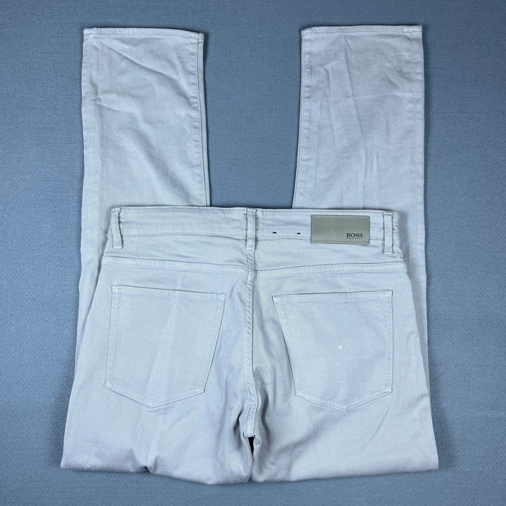 Hugo Boss Candiani Denim Jeans Mens 32/30 Light Grey Italian Stretch Straight